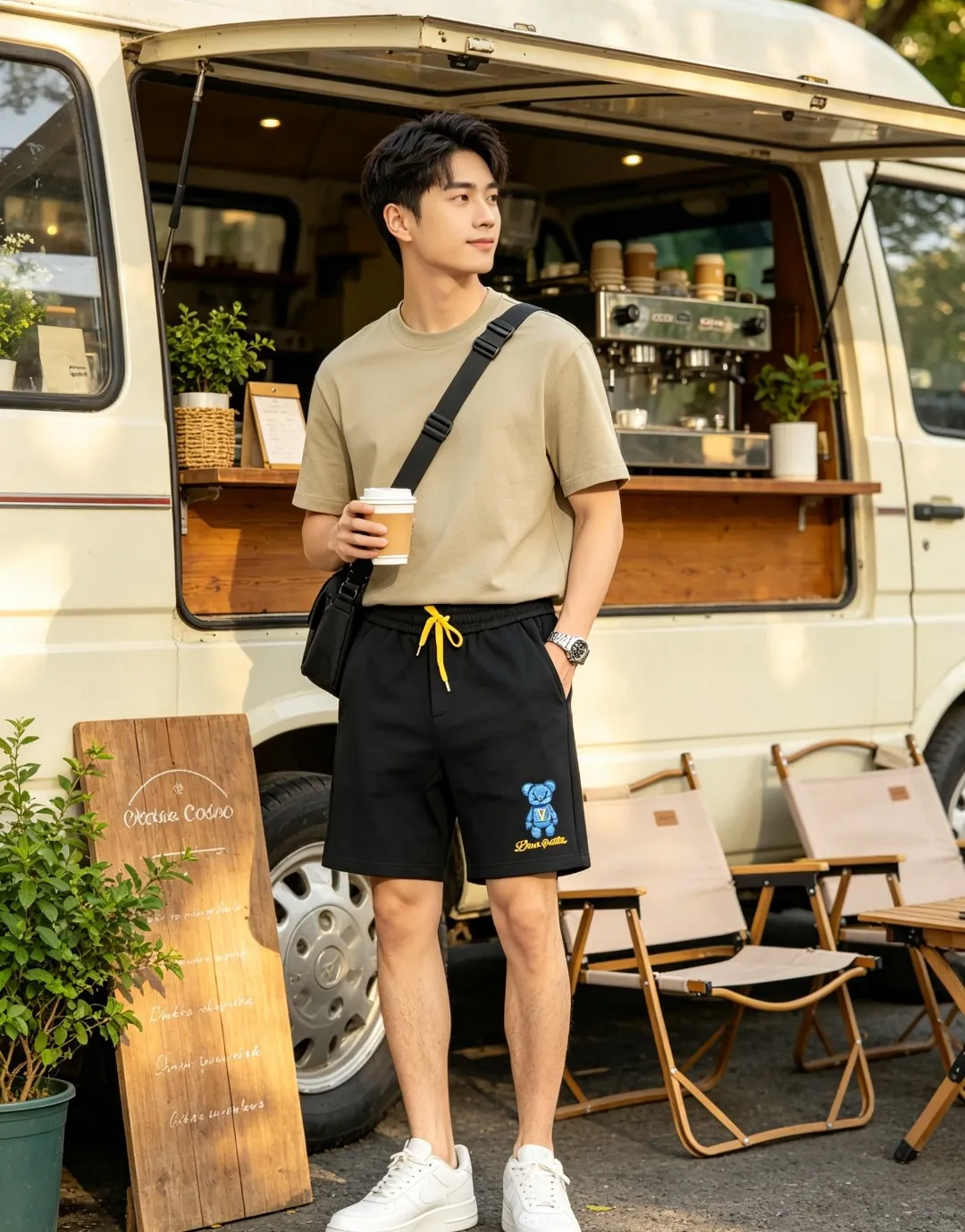 Louis Vuitton/Louis Vuitton 26ss towel patch bear shorts